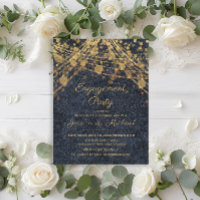 Rustic Glam Blue Gold String LIghts Verlobung