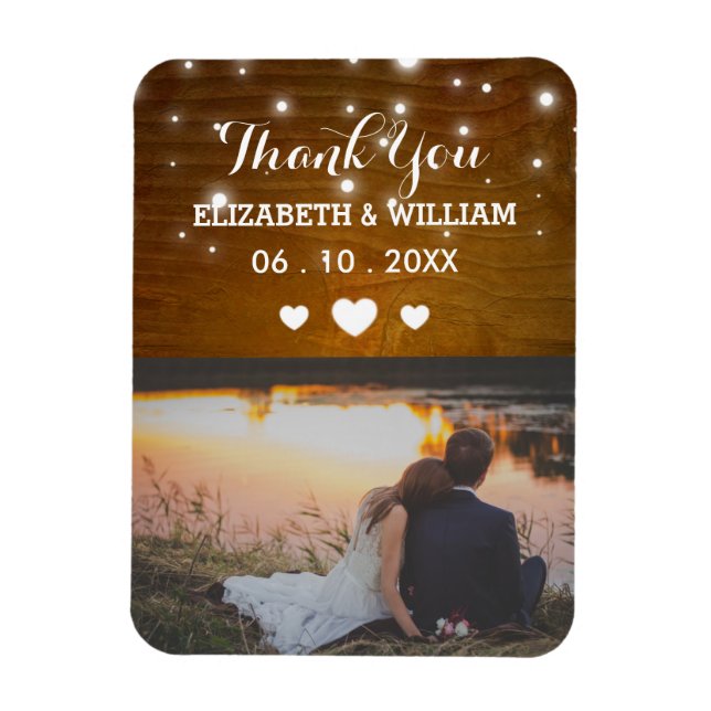 Rustic Glitz Wedding Magnet Gevor Foto Vielen Dank (Vertikal)