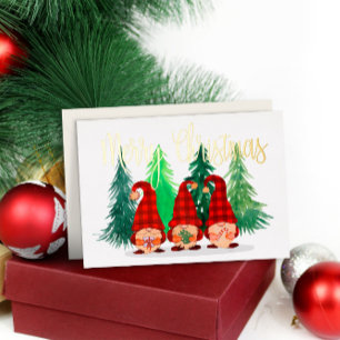 Rustic Gnomes Festival Frohe Weihnachten Real Gold Folien Feiertagskarte