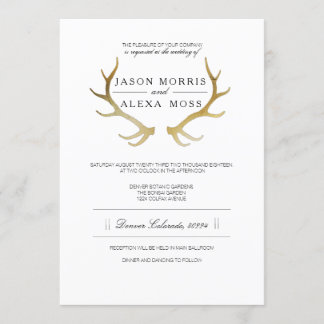 Rustic Gold Antler | Elegante Hochzeit Einladung