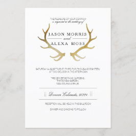 Rustic Gold Antler | Elegante Hochzeit Einladung