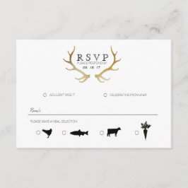 Rustic Gold Antler | Eleganter UAWG RSVP Karte