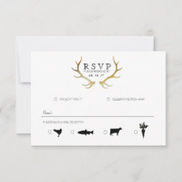 Rustic Gold Antler | Eleganter UAWG RSVP Karte