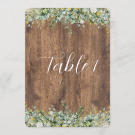 Rustic Gold Eucalyptus & White Floral Table Number Einladung