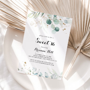 Rustic Gold Floral Sweet 16 Geburtstagsparty Einladung