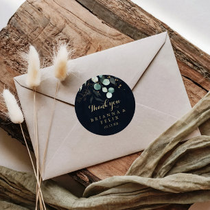 Rustic Gold Floral Vielen Dank Blue Gastgeschenk H Runder Aufkleber