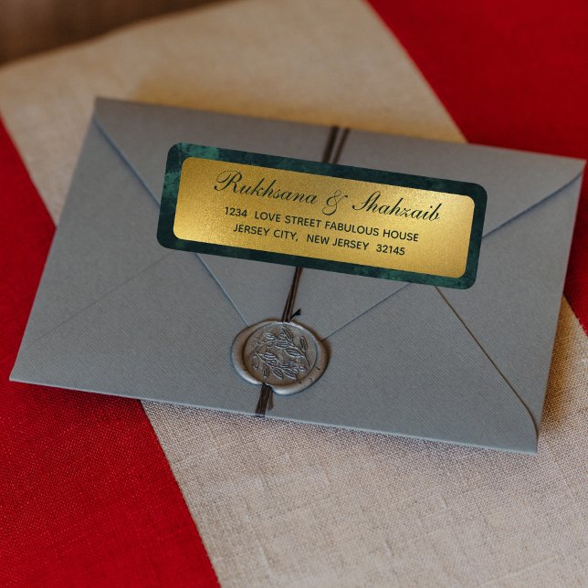 Rustic Gold Gradient Emerald Green Rücksendeadress (Von Creator hochgeladen)