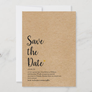 Rustic Gold Heart Save the Date Definition