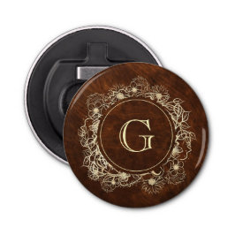 Rustic Gold Monogram Wedding Flaschenöffner