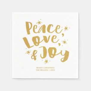 Rustic Gold Peace Liebe & Joliday Weihnachten Serviette