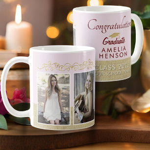 Rustic Gold Pink 2023 Graduate 2 Photo Graduation Kaffeetasse