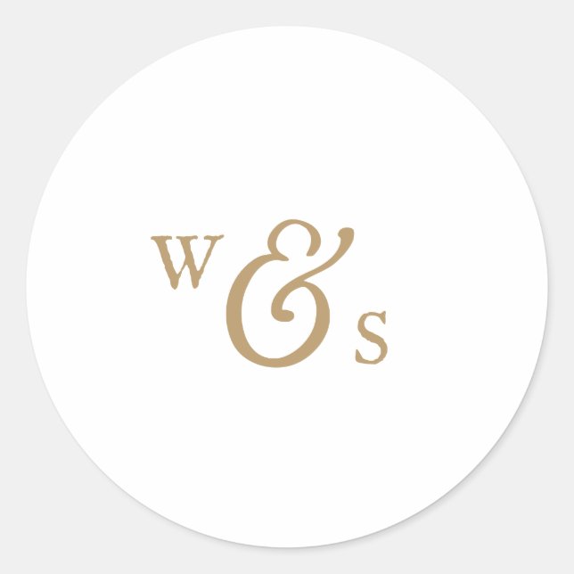 Rustic Gold Script Monogram Wedding Umschlag Aufkl Runder Aufkleber (Vorderseite)