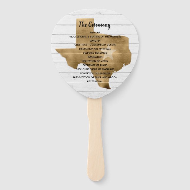 Rustic Gold Texas Wedding Program Fan Fächer (Vorderseite)