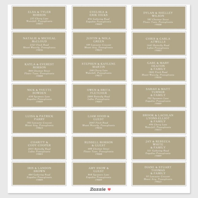 Rustic Gold Typografy Guest Address Labels (Blatt)