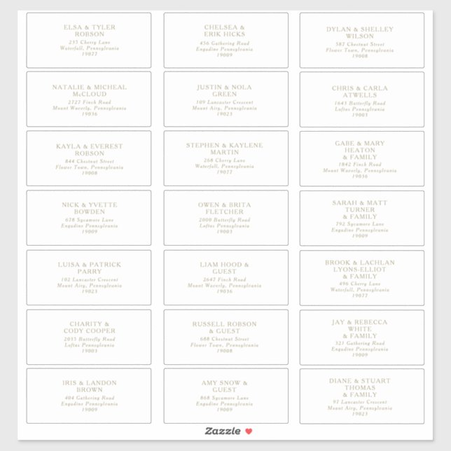 Rustic Gold Typografy Guest Address Labels (Blatt)