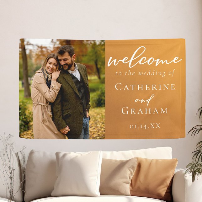 Rustic Gold Verlobung Foto Boho Wedding Willkommen Banner (Von Creator hochgeladen)