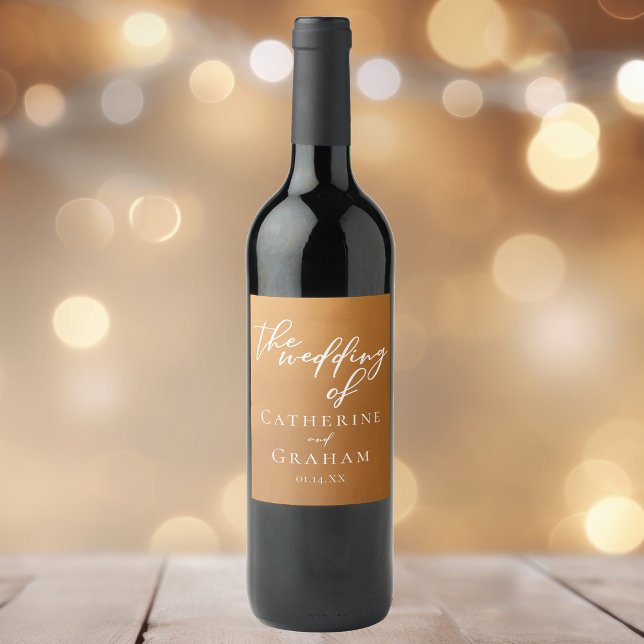 Rustic Gold Wedding Personalisiert Boho Weinetikett (Von Creator hochgeladen)