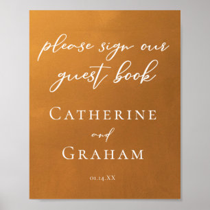 Rustic Gold Wedding Sign Unser Gästebuchposter Poster