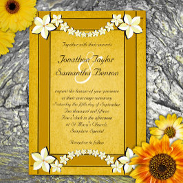 Rustic Gold White Floral Custom Wedding Einladung