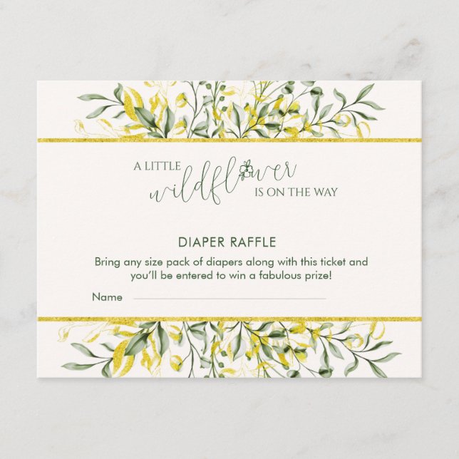 Rustic Golden Frame Baby Shower Diaper Raffle Begleitkarte (Vorderseite)