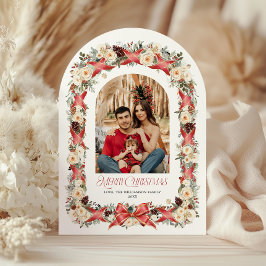 Rustic Grandmillennial Arch Christmas Photo Card Einladung