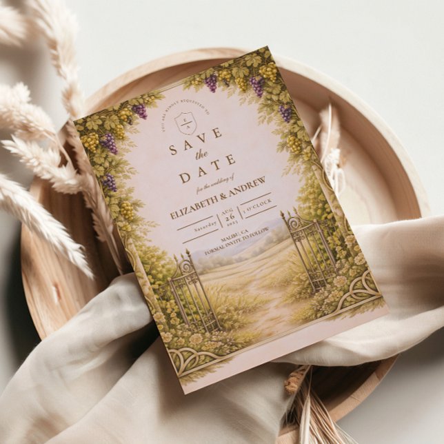 Rustic Grape Garden Countryside Wedding Save The Date (Von Creator hochgeladen)
