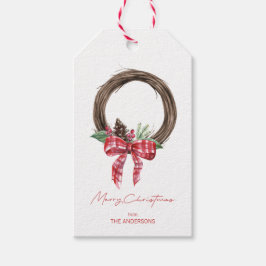 Rustic Grapevine Wreath Frohe Weihnachten Geschenkanhänger