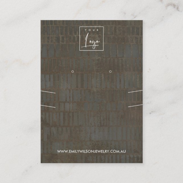 RUSTIC GRAY BRONZE LINE NECKLACE EARRING DISPLAY VISITENKARTE (Vorderseite)