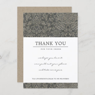 RUSTIC GRAY DAMASK PATTERN CORPORATE Business LOGO Dankeskarte