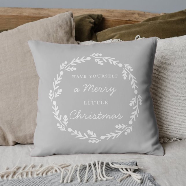 Rustic Gray Merry Little Christmas Kissen (Von Creator hochgeladen)