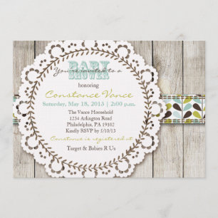Rustic Green Blue Baby Boy Dusche Einladung