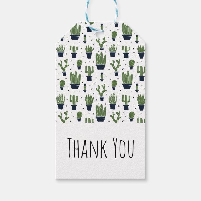 Rustic Green Cactus Desert Pattern Vielen Dank Geschenkanhänger (Vorderseite)