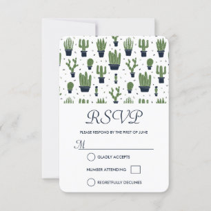 Rustic Green Cactus Muster Wedding RSVP
