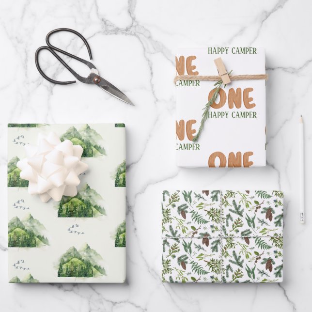 Rustic Green Evergreen Forest Nature Geschenkpapier Set (Vorderseite)