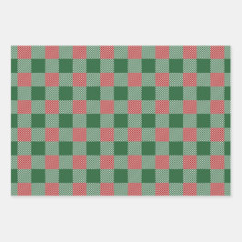 Rustic Green Kariert Patterns Weihnachten Geschenkpapier Set