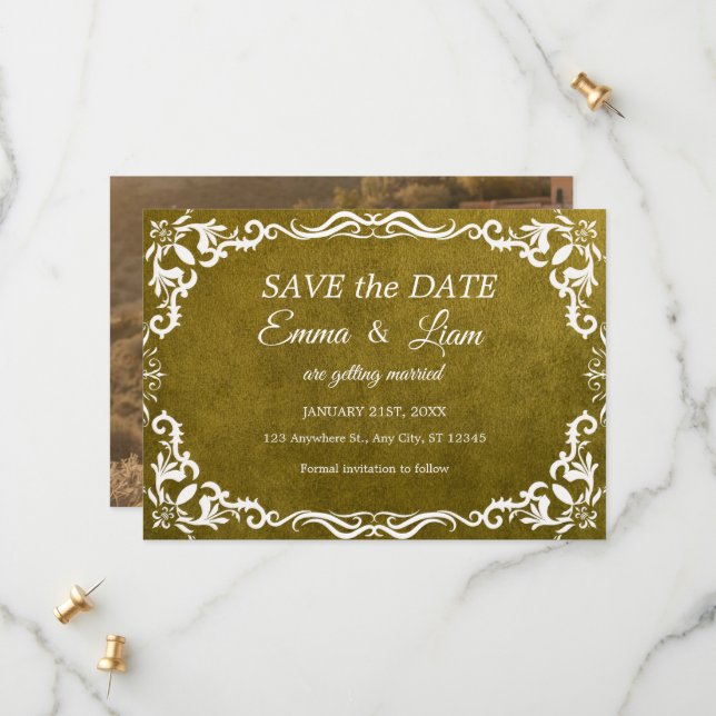 Rustic Green Mexican Wedding – Save the Date (Vorderseite/Rückseite Beispiel)