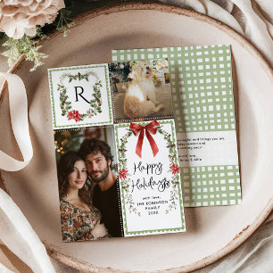 Rustic Green Monogram Frohe Weihnachten 2 Foto
