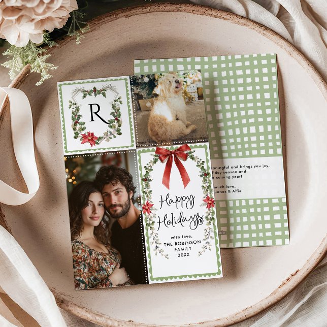 Rustic Green Monogram Frohe Weihnachten 2 Foto (Von Creator hochgeladen)