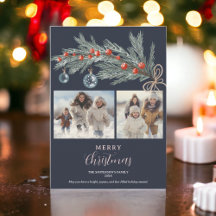 Rustic green pine red Merry Christmas 3 photos