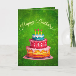 Rustic Green Vintage Floral Birthday Greeting Card Karte