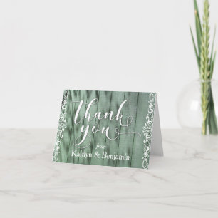 Rustic Green Wood White Scrollwork Danke 1