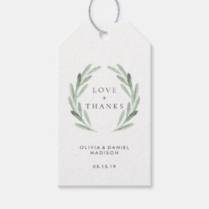 Rustic Green Wreath Elegant Wedding Vielen Dank Geschenkanhänger