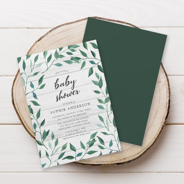 Rustic Greenery Baby Shower Einladung (Von Creator hochgeladen)