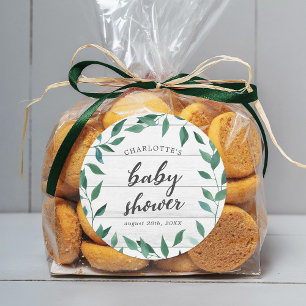 Rustic Greenery Baby Shower Runder Aufkleber