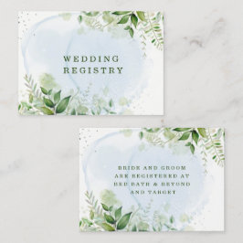 Rustic Greenery Dusty Blue Airy Wedding Registry Visitenkarte