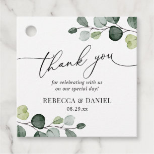 Rustic Greenery Eucalyptus Monogram Vielen Dank Geschenkanhänger