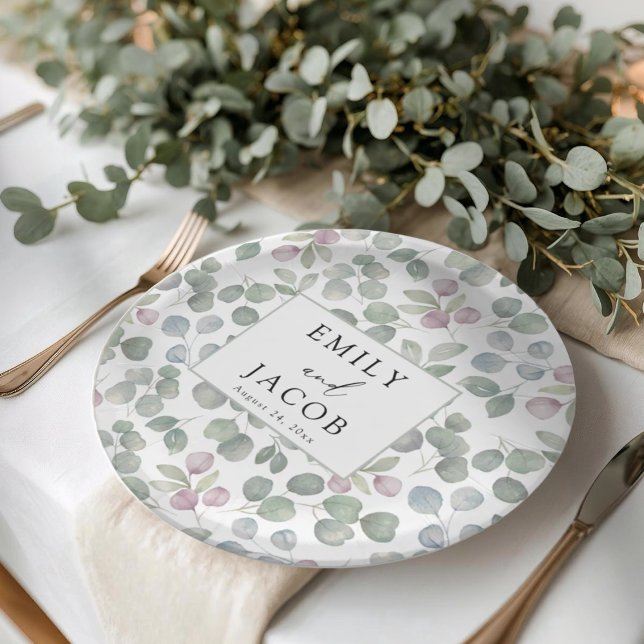Rustic greenery Eucalyptus paper plate Pappteller (Von Creator hochgeladen)