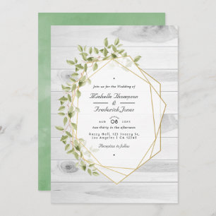Rustic Greenery Geometric QR Code UAWG Wedding Einladung