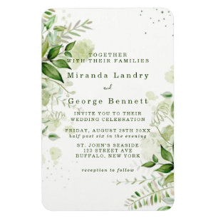 Rustic Greenery Vineyard White Wedding Invitation Magnet