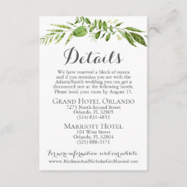 Rustic Greenery Wedding Details Card Fügt Leaf ein Begleitkarte